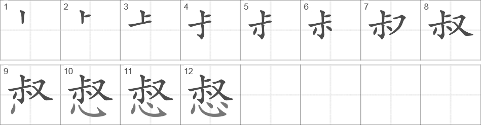 Написание иероглифа 惄