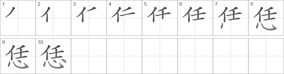 Написание иероглифа 恁