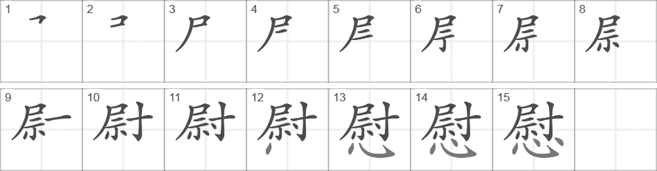 Написание иероглифа 慰