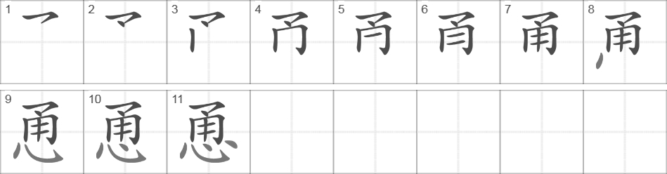 Написание иероглифа 恿