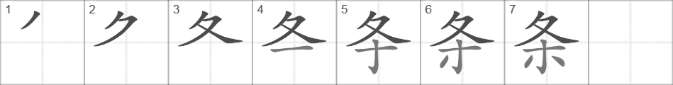 Написание иероглифа 条