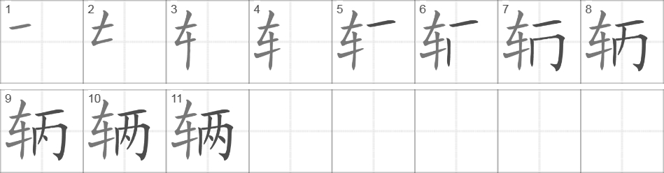 Написание иероглифа 辆