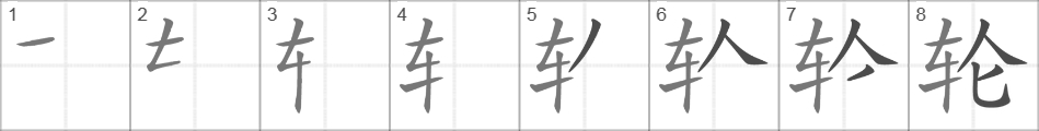 Написание иероглифа 轮