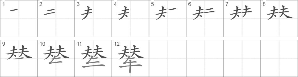 Написание иероглифа 辇