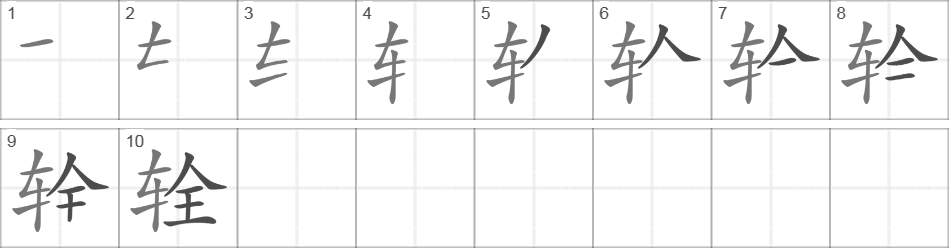 Написание иероглифа 辁