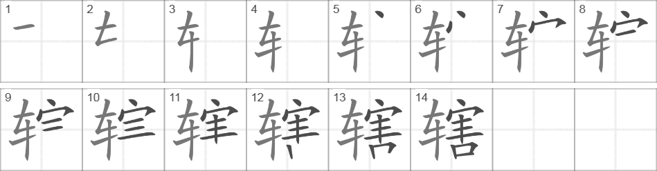 Написание иероглифа 辖