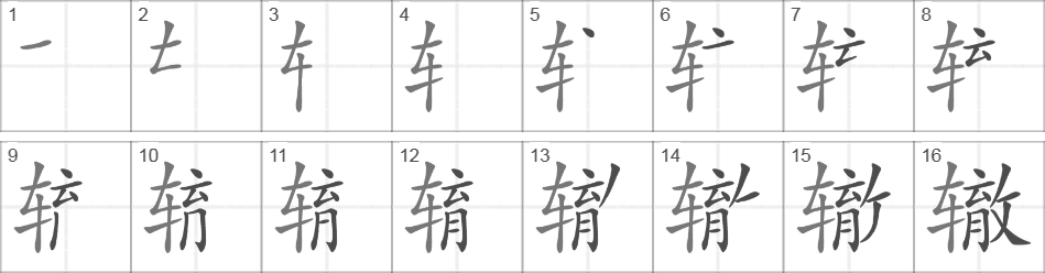 Написание иероглифа 辙