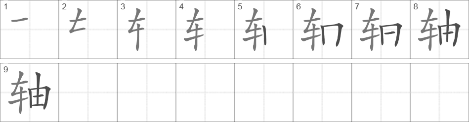 Написание иероглифа 轴