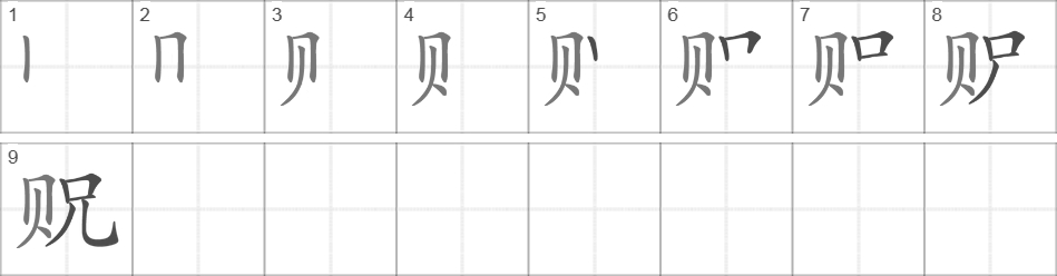 Написание иероглифа 贶