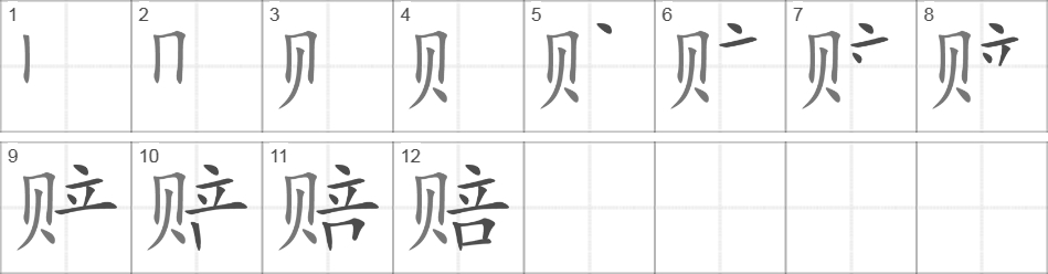 Написание иероглифа 赔