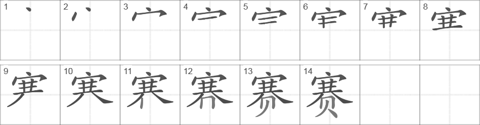 Написание иероглифа 赛