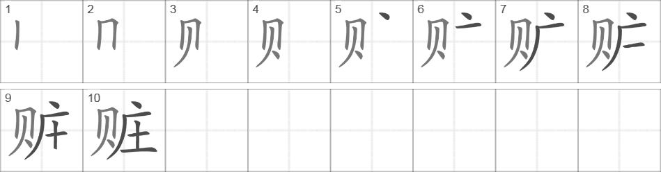 Написание иероглифа 赃