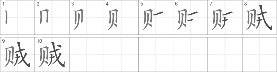 Написание иероглифа 贼