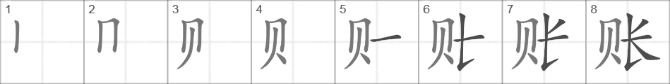 Написание иероглифа 账