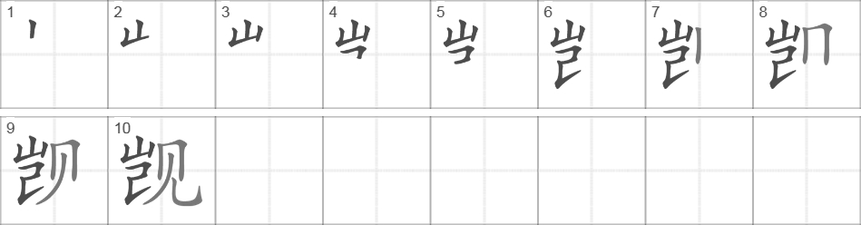 Написание иероглифа 觊