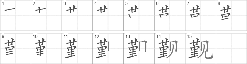 Написание иероглифа 觐