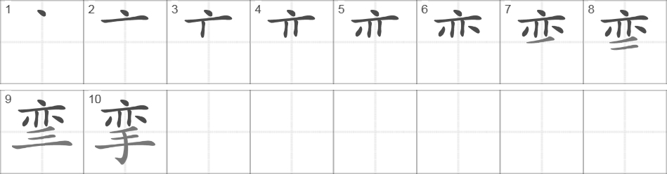 Написание иероглифа 挛