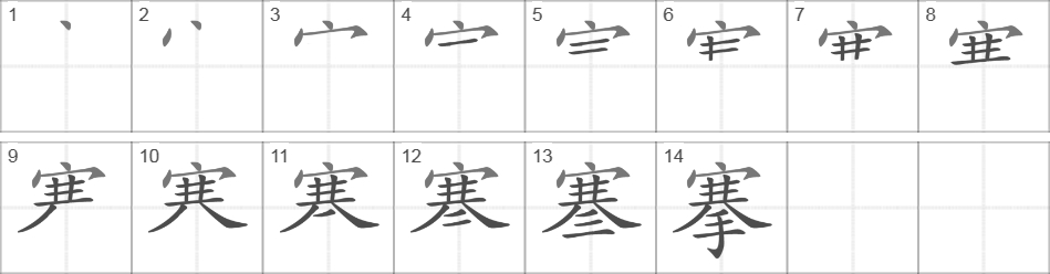 Написание иероглифа 搴