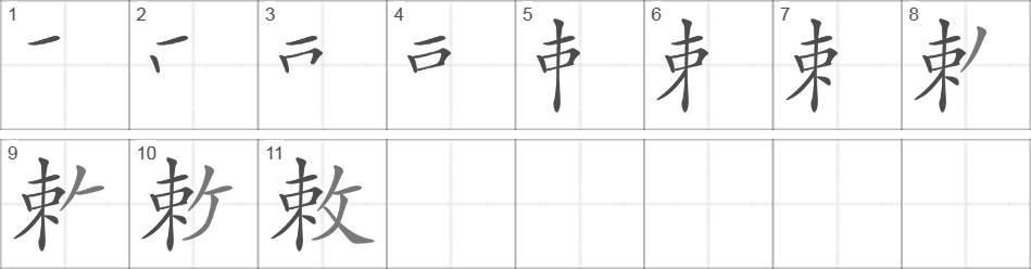 Написание иероглифа 敕