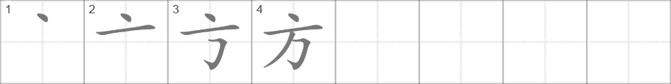 Написание иероглифа 方