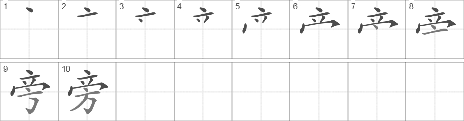 Написание иероглифа 旁