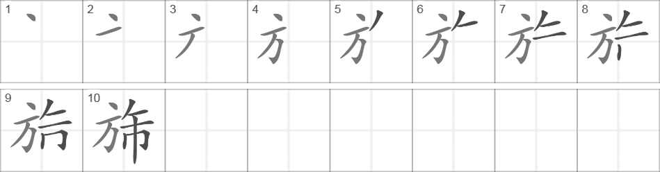 Написание иероглифа 旆