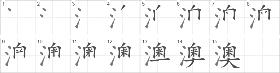 Написание иероглифа 澳