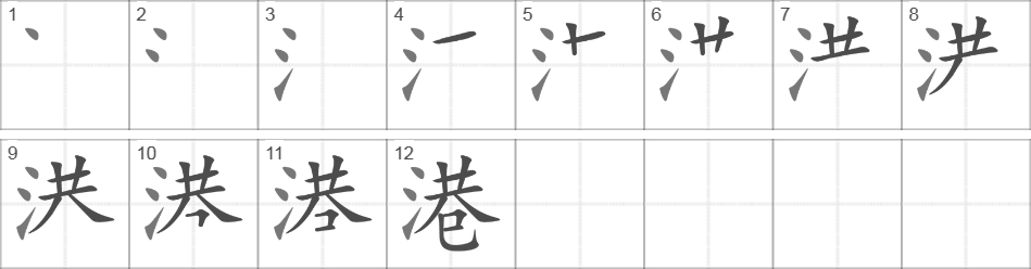 Написание иероглифа 港