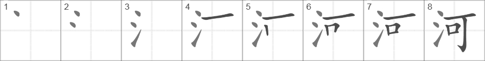 Написание иероглифа 河
