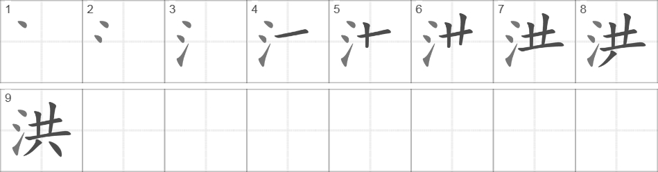 Написание иероглифа 洪