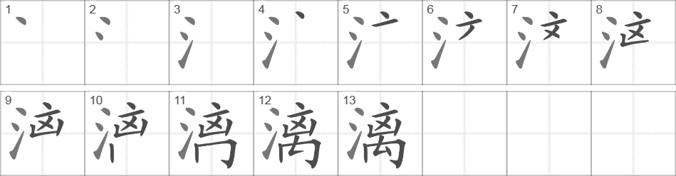 Написание иероглифа 漓