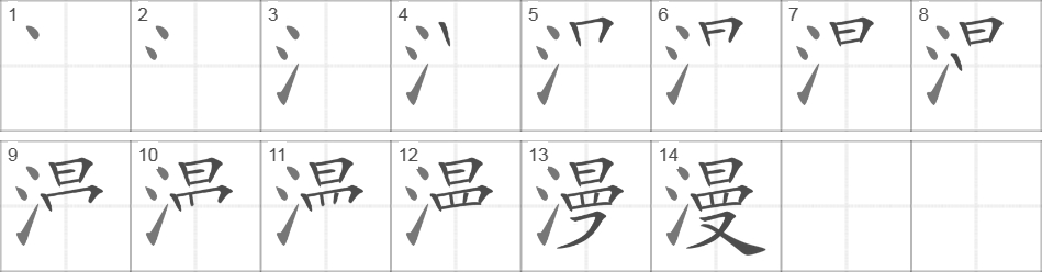 Написание иероглифа 漫