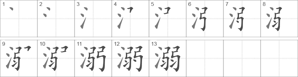 Написание иероглифа 溺