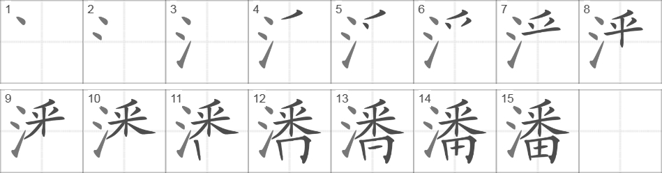 Написание иероглифа 潘