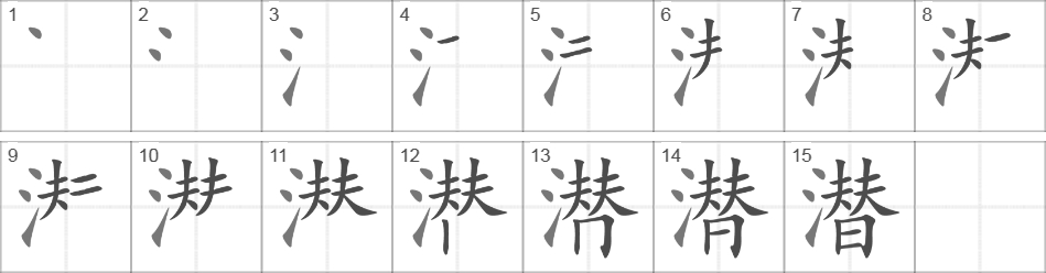 Написание иероглифа 潜