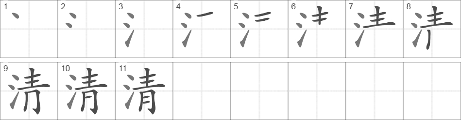 Написание иероглифа 清