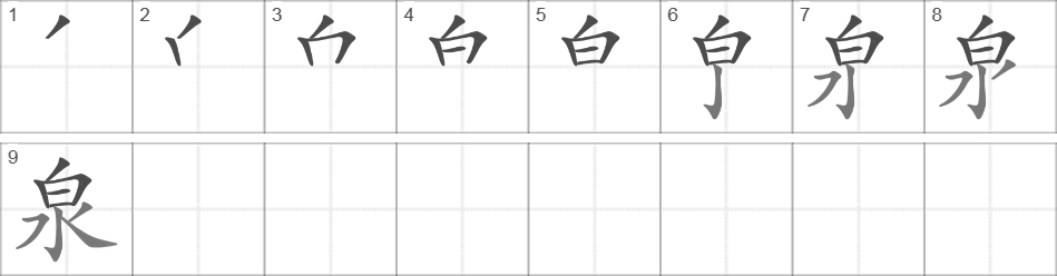 Написание иероглифа 泉