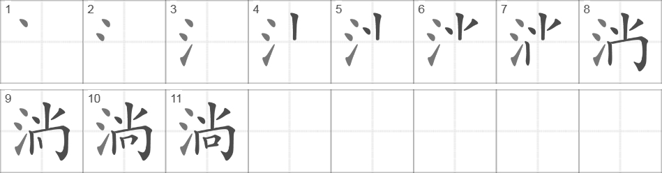 Написание иероглифа 淌