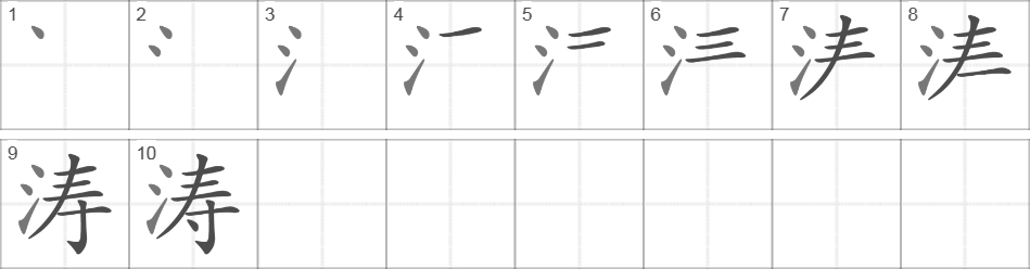 Написание иероглифа 涛