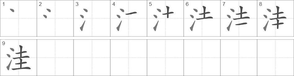 Написание иероглифа 洼