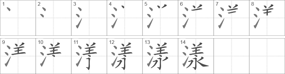 Написание иероглифа 漾