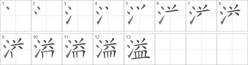 Написание иероглифа 溢