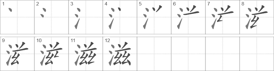 Написание иероглифа 滋