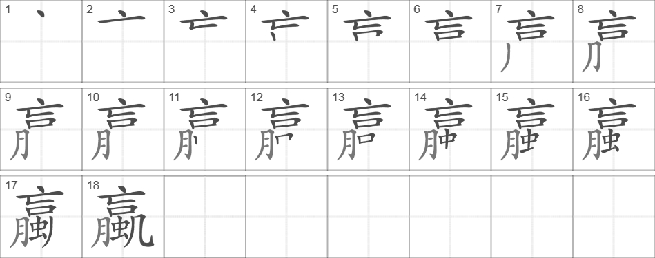 Написание иероглифа 蠃