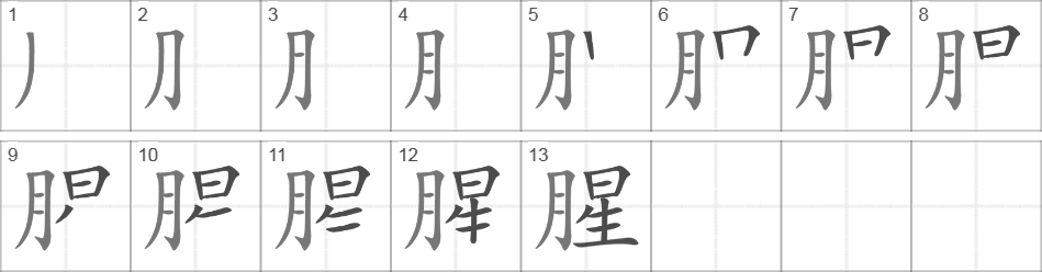 Написание иероглифа 腥