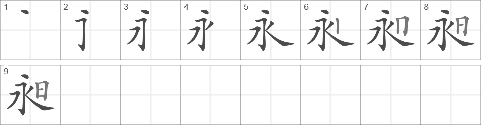 Написание иероглифа 昶