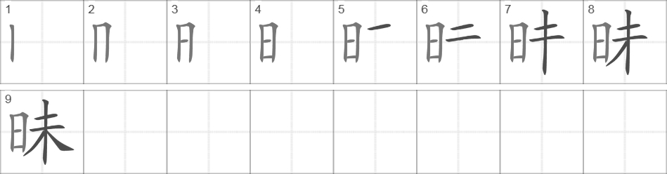 Написание иероглифа 昧