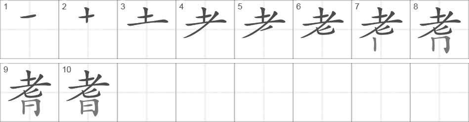 Написание иероглифа 耆