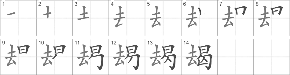 Написание иероглифа 朅