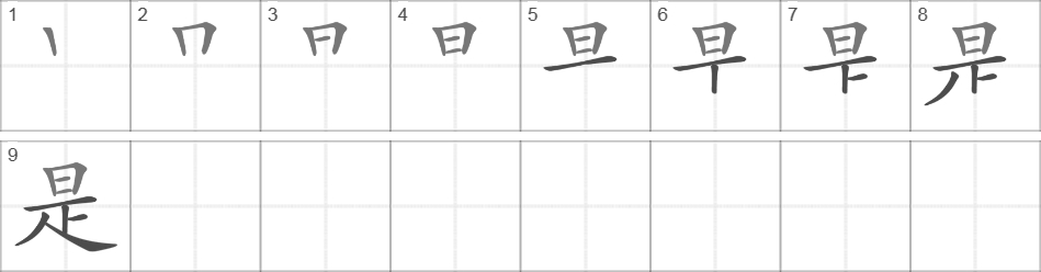 Написание иероглифа 是